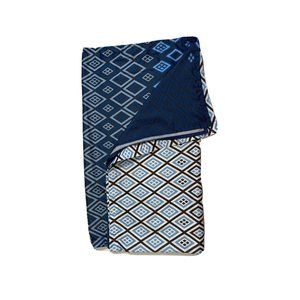 Blue Diamond Print Modern Shower Curtain Fabric White Pattern Long Bathroom